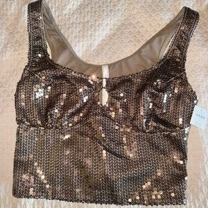 Anthropologie Gold Sequin Tank Top
